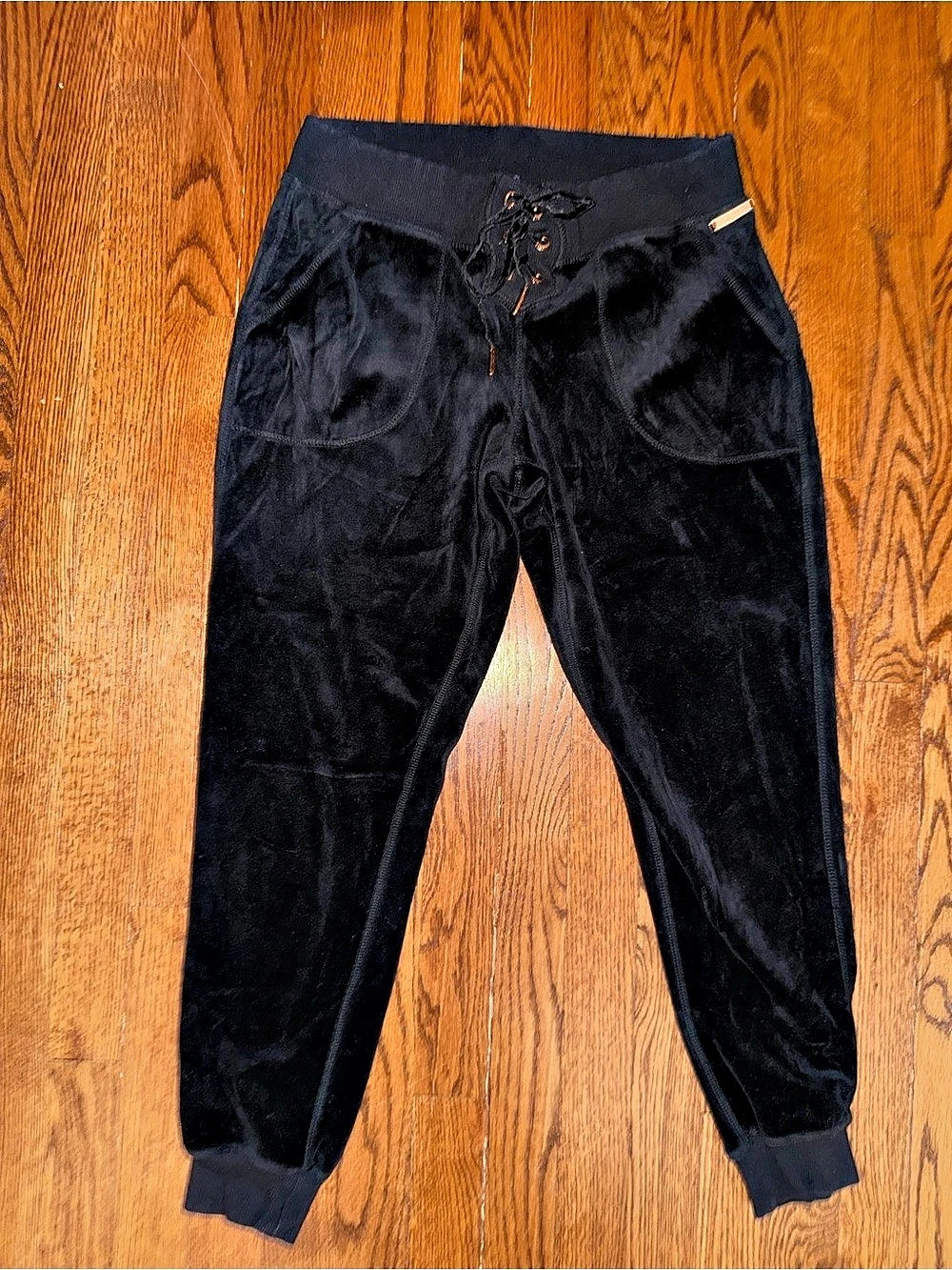 Betsey Johnson Black Velour Joggers Size Medium Like New